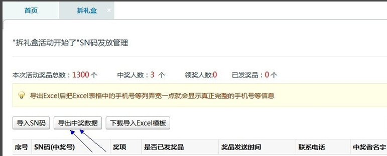 SN码管理界面
