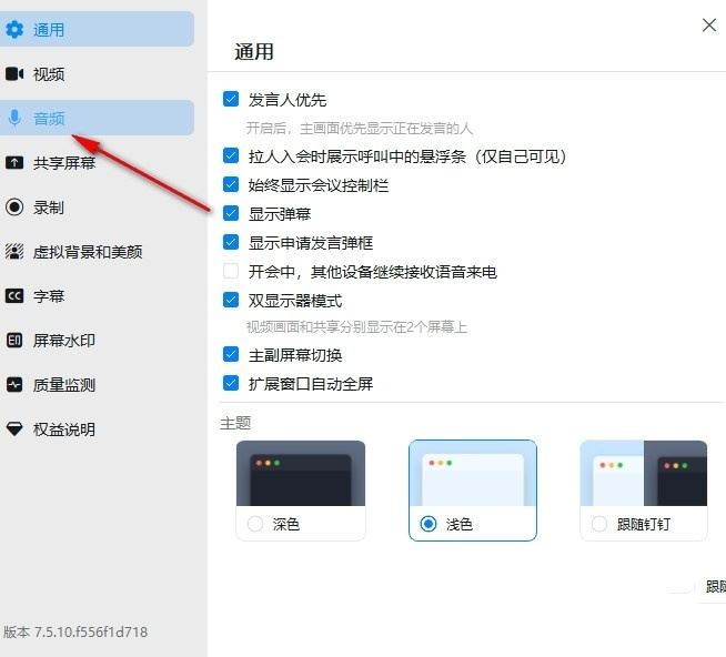 音频设置选项