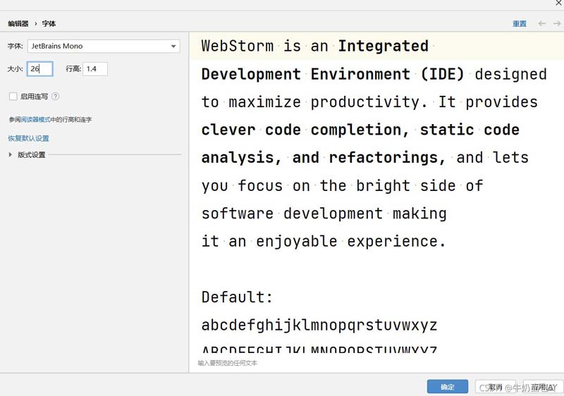 WebStorm 中文版字体设置步骤2